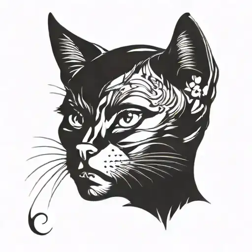 catwoman with cat silhouette tattoo design idea