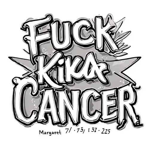 "Margaret 7/11/53 - 15/9/25" "Kika 06-21-25" Fuck Cancer tattoo design idea