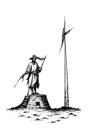 don quixote wins against the windmill tattoo design idea