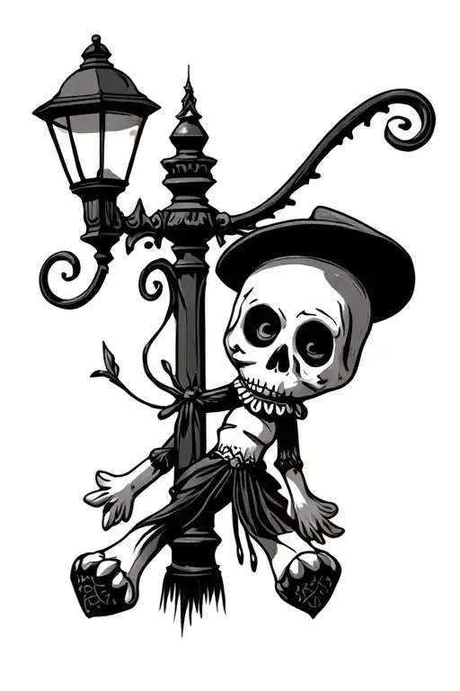 voodoo doll street lamp tattoo design idea