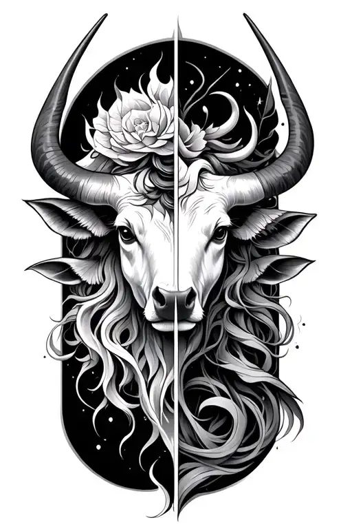 Combined Taurus And Aquarius tattoo design idea