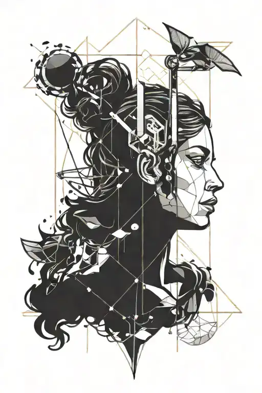 libra and overthinking concept exploded head tattoo design idea