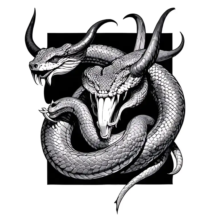 snake and satan tattoo design idea