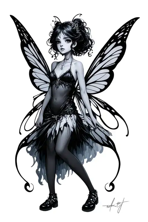 anime fairy full body with shoes tattoo design idea