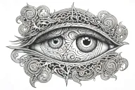 alex grey eyes like fractal clouds forming over a horizon  tattoo design idea