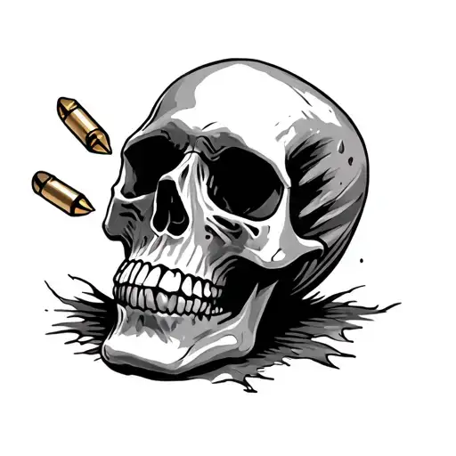 Skull With Bullet Hole tattoo design idea