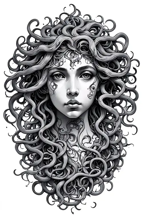 Medusa fine line tattoo tattoo design idea