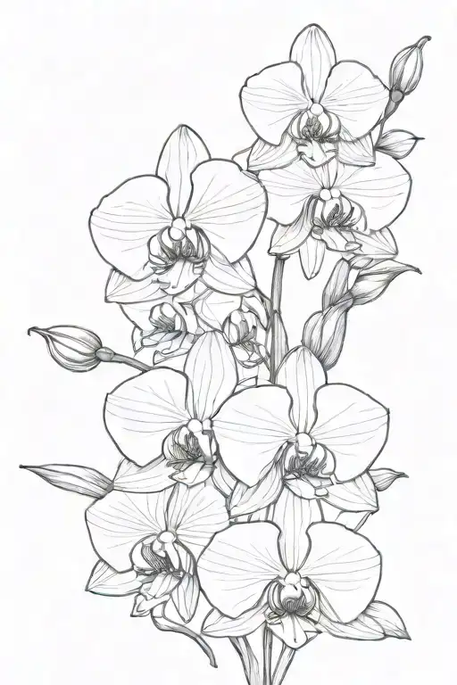 2 orchid flowers simple outline tattoo design idea