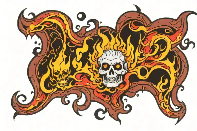 Flames with about granny's death tattoo design idea