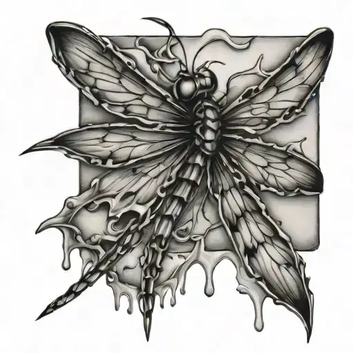 melting dragonfly tattoo design idea