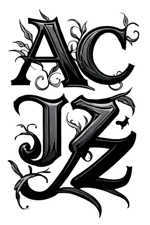 letters"A,C,E,J,L,Z tattoo design idea
