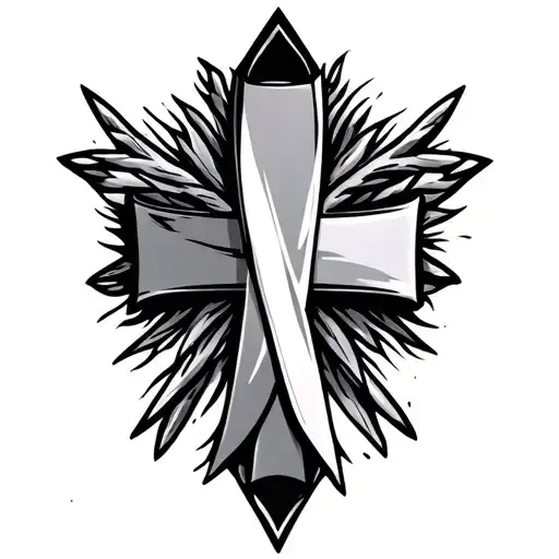 cross with prostate and colon cancer ribbon tattoo design idea