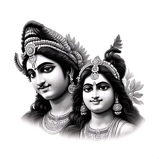 COMBINATION OF LORD AYYAPPA, SHIVA, AND RADHA KRISHNA tattoo design idea