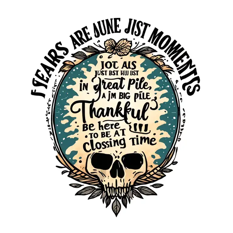 Zach Bryan lyrics "Years are just moments in a great big pile, I'm just thankful to be here at closing time" tattoo design idea