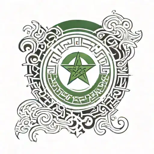 Algeria flag and triskell symbol incorporated tattoo design idea