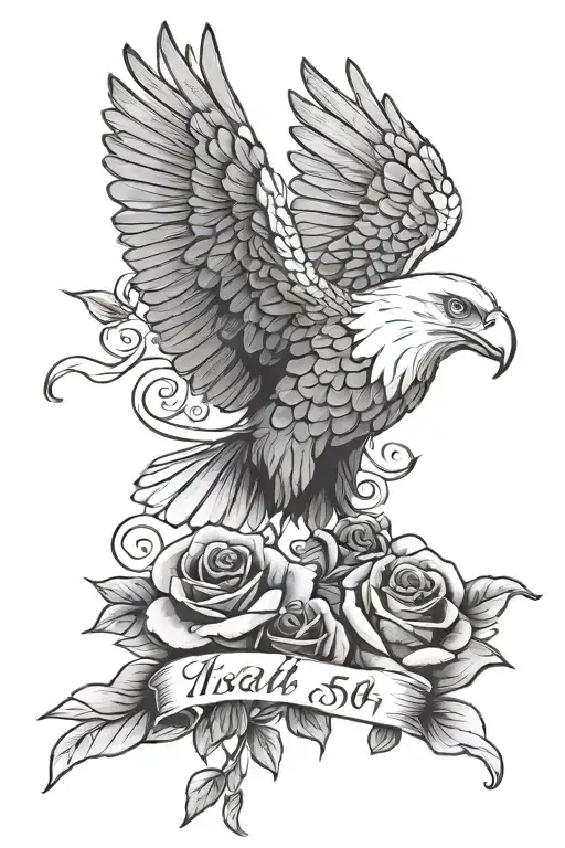 Isaiah 54:17 With eagle soaring and roses tattoo design idea