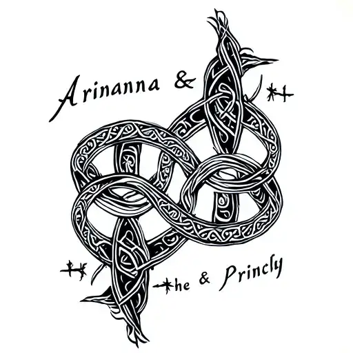 "Arianna and Princly" Infinity or celtic rings intertwined representing the client's tattoo design idea