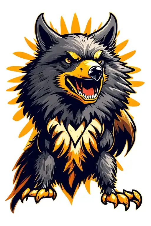 trojan wolf eagle sun devil tattoo design idea