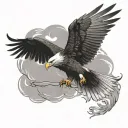 Flying Eagle soaring and stylish name JayJay around it tattoo design idea