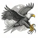 Flying Eagle soaring and stylish name JayJay around it tattoo design idea