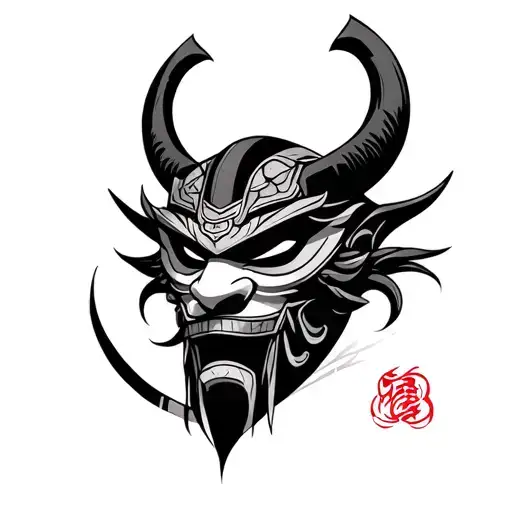 Samurai Oni Mask tattoo design idea