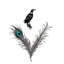 eagle and peacock feather tattoo design idea