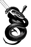 snake wrapped around katana stabbed tattoo design idea