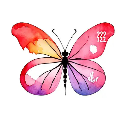"222" numbers with baterfly sample tattoo for me tattoo design idea