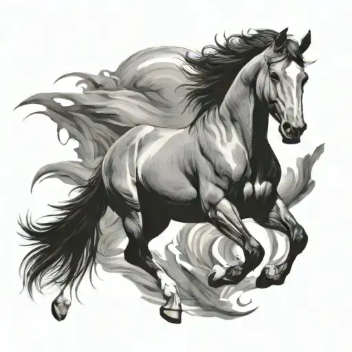 horse running tattoo design idea