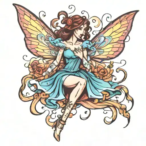 fairy flying tattoo design idea
