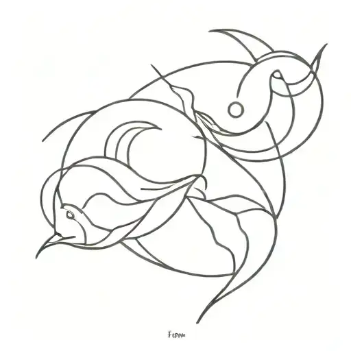Pisces zodiac sign and Taurus zodiac symbol combined tattoo design idea
