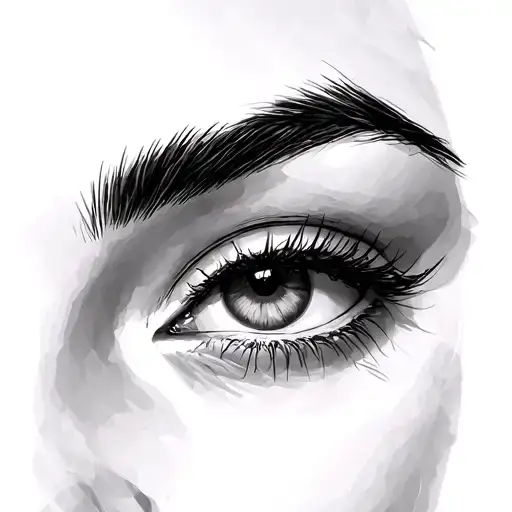 Half face line art just the outline of one eye and eyebrow, soft and feminine oolhos sempre fala mais que a própria boca tattoo design idea