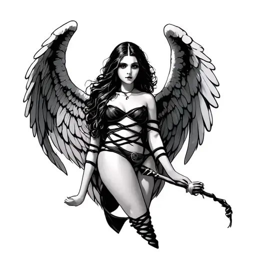 kinky bondage angel tattoo design idea