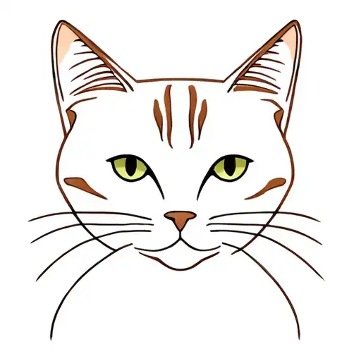 tabby brown and white cat face  tattoo design idea