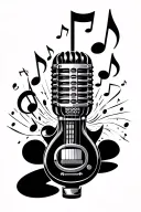 rock microphone, musical notes on vertical tattoo design idea