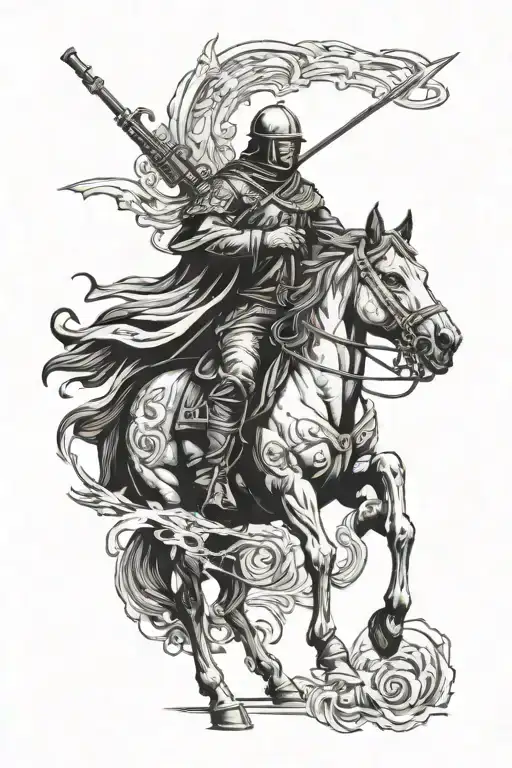 fourth horseman of the apocalypse holding a rifle tattoo design idea
