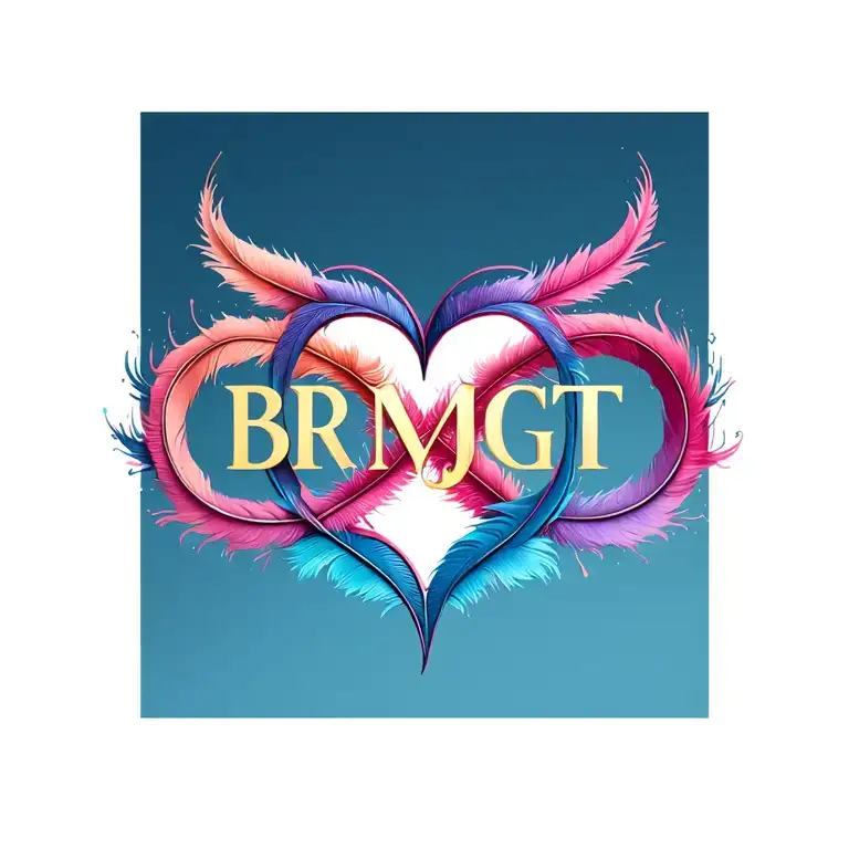 "BRMJGT" "BRMJGT"  letters incorporated in forming infinity symbol heart feathers tattoo design idea
