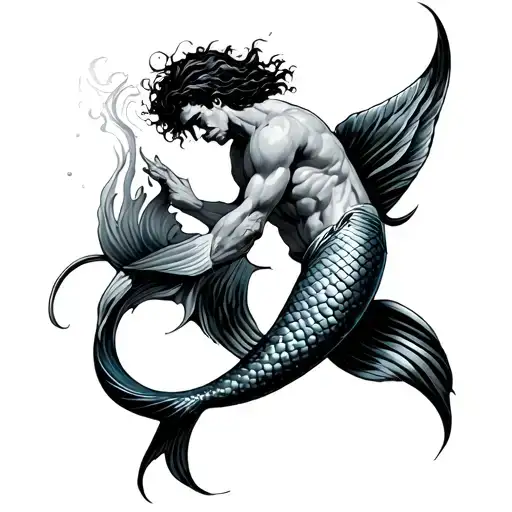 Merman tattoo design idea