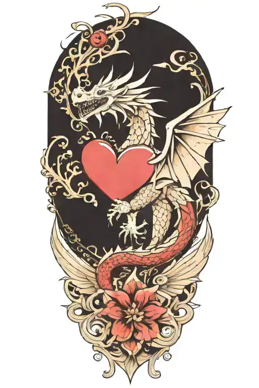 book travel heart wings dragon tattoo design idea