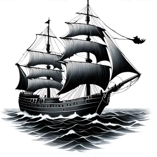 Black Pearl Ship tattoo design idea