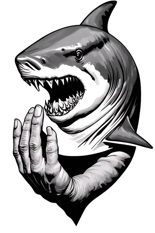 shark head tattoo holding tattoo design idea
