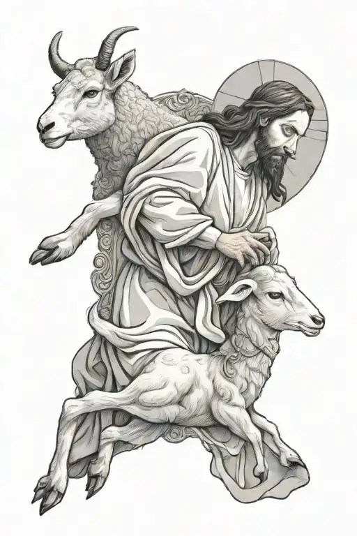 jesus and lamb tattoo design idea