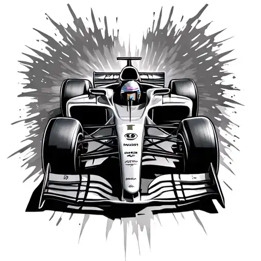 f1 car sparks tattoo design idea
