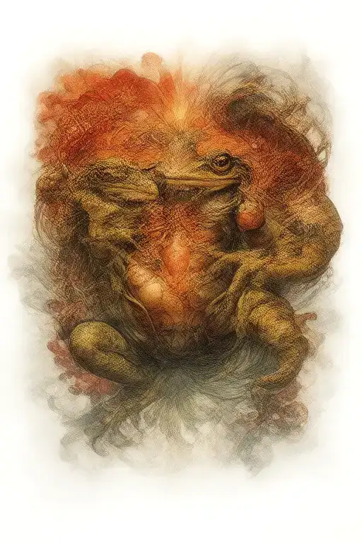 japanese frog fighting demons tattoo design idea