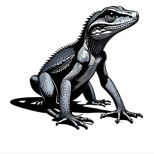 skinny lizard sitting tattoo design idea