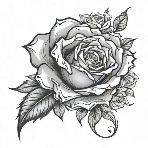 anime and roses tattoo design idea
