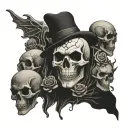 ghost with some skulls representing dark periods tattoo design idea