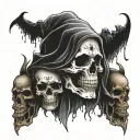 ghost with some skulls representing dark periods tattoo design idea