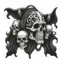 ghost with some skulls representing dark periods tattoo design idea
