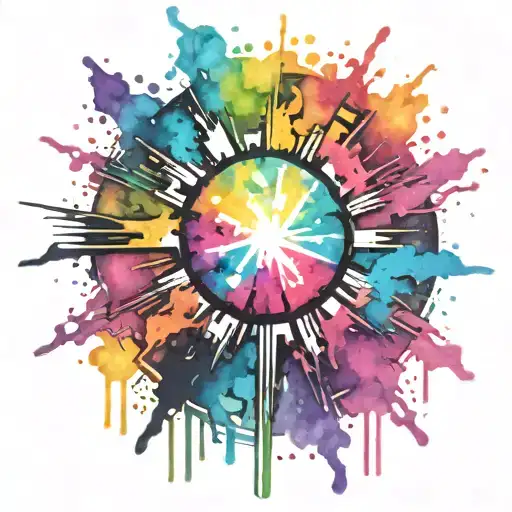 spray painted circular explosion punk themed tattoo design idea